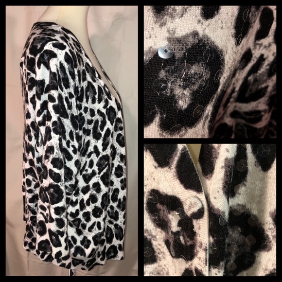 Last Call! Black and White Animal Print Cardigan - Picture 4 of 5